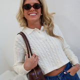 Norah Collar Knit Top - Ecru