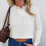 Norah Collar Knit Top - Ecru