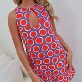 Lillian Keyhole Mini Dress - Red/Blue