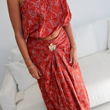 Miranda Floral Maxi Skirt Set - Terracotta