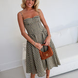 Sophie Checkered Midi Dress - Natural Checker