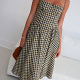 Sophie Checkered Midi Dress - Natural Checker