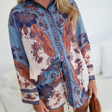 Aria Printed Long Sleeve Shirt And Shorts - Multi
