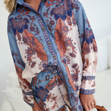 Aria Printed Long Sleeve Shirt And Shorts - Multi