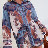 Aria Printed Long Sleeve Shirt And Shorts - Multi