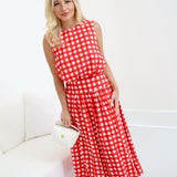 Lillian Gingham Skirt Set - Red