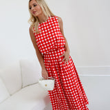Lillian Gingham Skirt Set - Red
