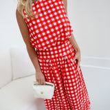 Lillian Gingham Skirt Set - Red