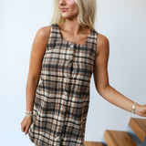 Molly Plaid Mini Dress - Brown