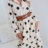 Tanya Polka Dot Shirt Dress W/ Belt - Ivory/Black