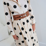 Tanya Polka Dot Shirt Dress W/ Belt - Ivory/Black