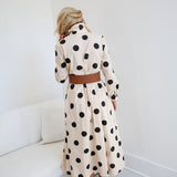 Tanya Polka Dot Shirt Dress W/ Belt - Ivory/Black