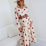 Collins Polka Dot Shirt Dress W/ Belt - Ivory/Brown