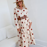 Collins Polka Dot Shirt Dress W/ Belt - Ivory/Brown