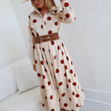Collins Polka Dot Shirt Dress W/ Belt - Ivory/Brown