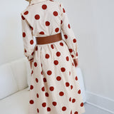 Collins Polka Dot Shirt Dress W/ Belt - Ivory/Brown