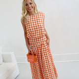 Ollie Gingham Skirt Set - Orange