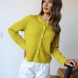 Megan  Knit Cardigan - Chartreuse