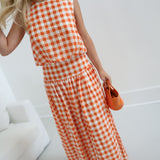 Ollie Gingham Skirt Set - Orange
