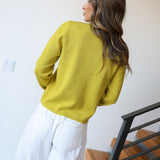 Megan  Knit Cardigan - Chartreuse