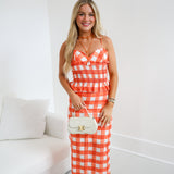 Sophie Maxi Skirt Set - Orange Gingham