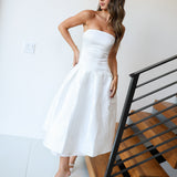 Delilah Satin Tube Top Midi Dress - Ivory