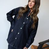 Kristie  Oversized Shirt And Mini Skirt - Dark Denim