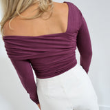 Lauren Asymmetric Neckline Knit Top - Plum