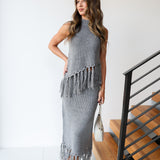 Debi Mock Neck Sweater Top - Charcoal