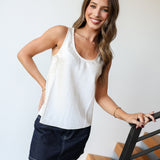Dorie Satin Top- White