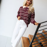 Emma Striped Sweater - Burgundy
