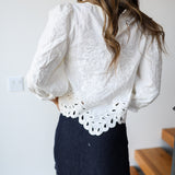 Nina Lace Bubble Sleeve Top - Ivory