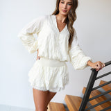 Jenny Smocked Waist Romper - Ivory
