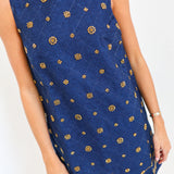 Lainey Embellished Denim Shift Mini Dress - Denim