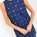 Lainey Embellished Denim Shift Mini Dress - Denim