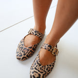 Square Toe Ballet Flats - Leopard