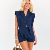 Lexi Blazer Style Romper - Navy
