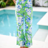 Sylvia Floral Print Pants - Green/White/Blue