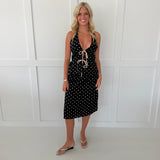 Cici Polka Dot Midi Skirt - Black