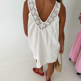 Danica Lace Trim Mini Dress - White