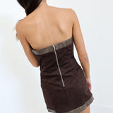 Raine Tube Suede Mini Dress - Taupe