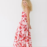 Holly Strapless Basque Dress - Pink/Red