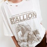 Southern California Stallion Distress Graphic Tee - Ivory
