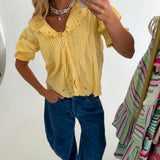 Marley Embroidered Collar Blouse - Butter Yellow