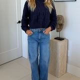 Allie Cable Knit Sweater - Navy