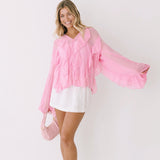 Lowen Long Sleeve Ruffle Top -Light Pink