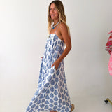 Paisley Flowy Maxi Dress - Blue