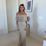 Thelma Off The Shoulder Maxi Dress - Gold Halo Dot
