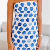 Charlie Polka Dot Strapless Mini Dress - White/Blue