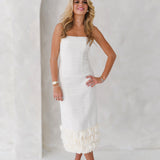 Kyla Tweed Strapless Dress - Off White